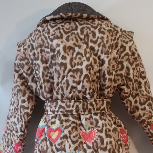 NWT Womens Tina Demel Leopard Hearts Belted Reversible Quilted Vest or Jacket 10 - Picture 8 of 16